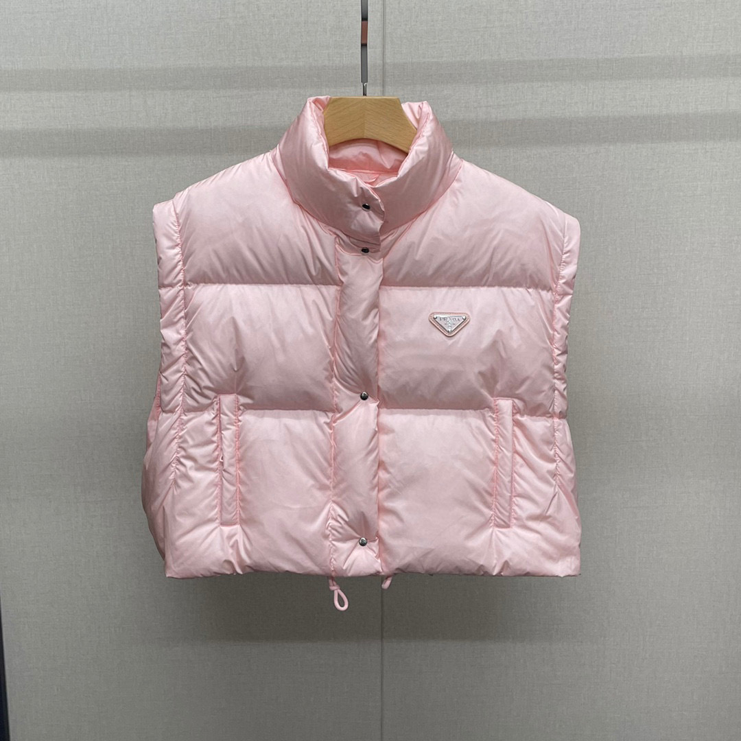 Prada Re Nylon Cropped Convertible Down Jacket Manches Detachables