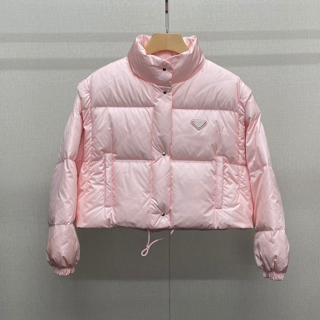Prada Re Nylon Cropped Convertible Down Jacket Manches Detachables