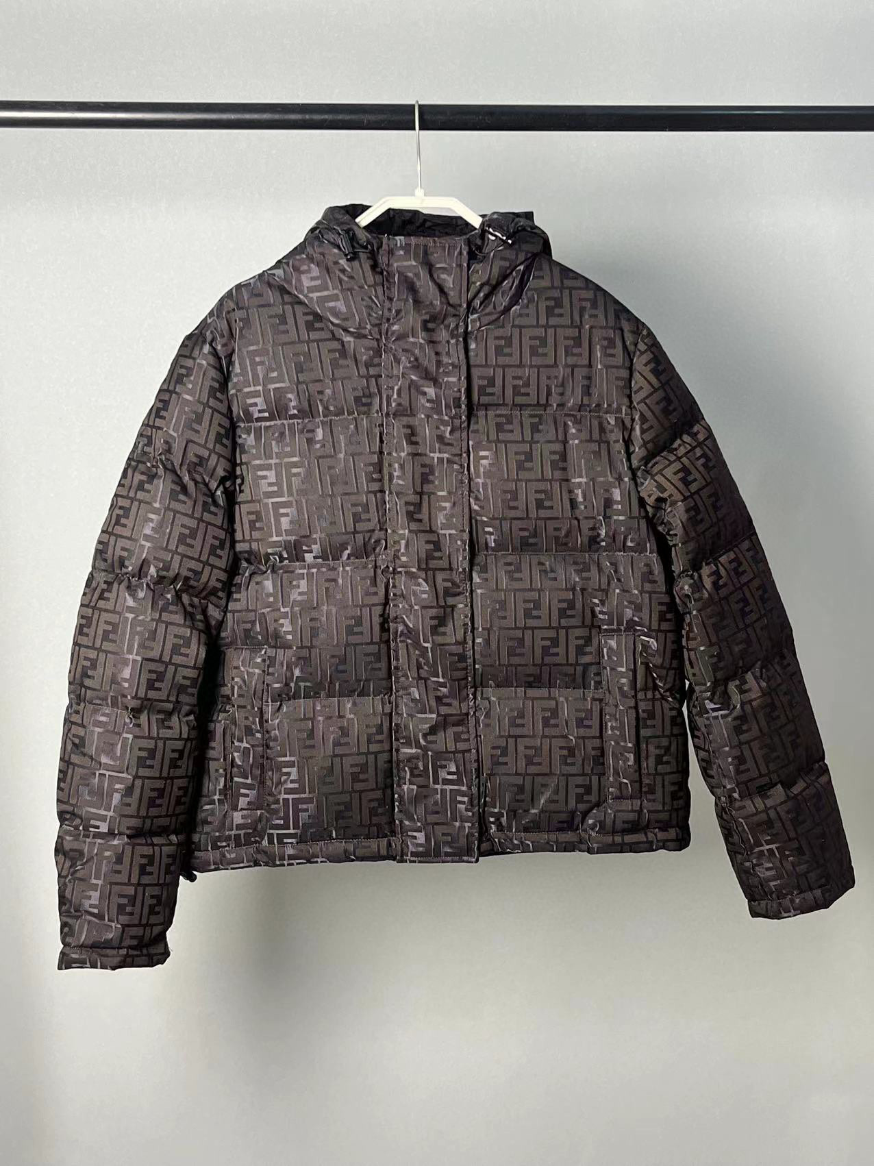 Fendi FF Zucca Monogram Hooded Puffer