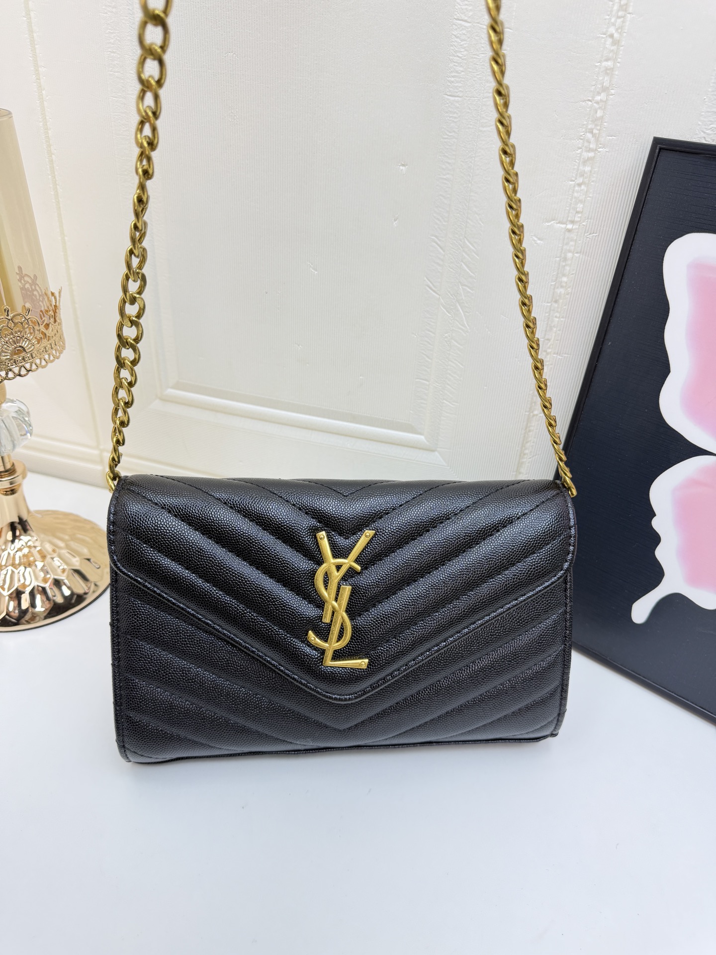 Saint Laurent Cassandre Enveloppe Chain Wallet