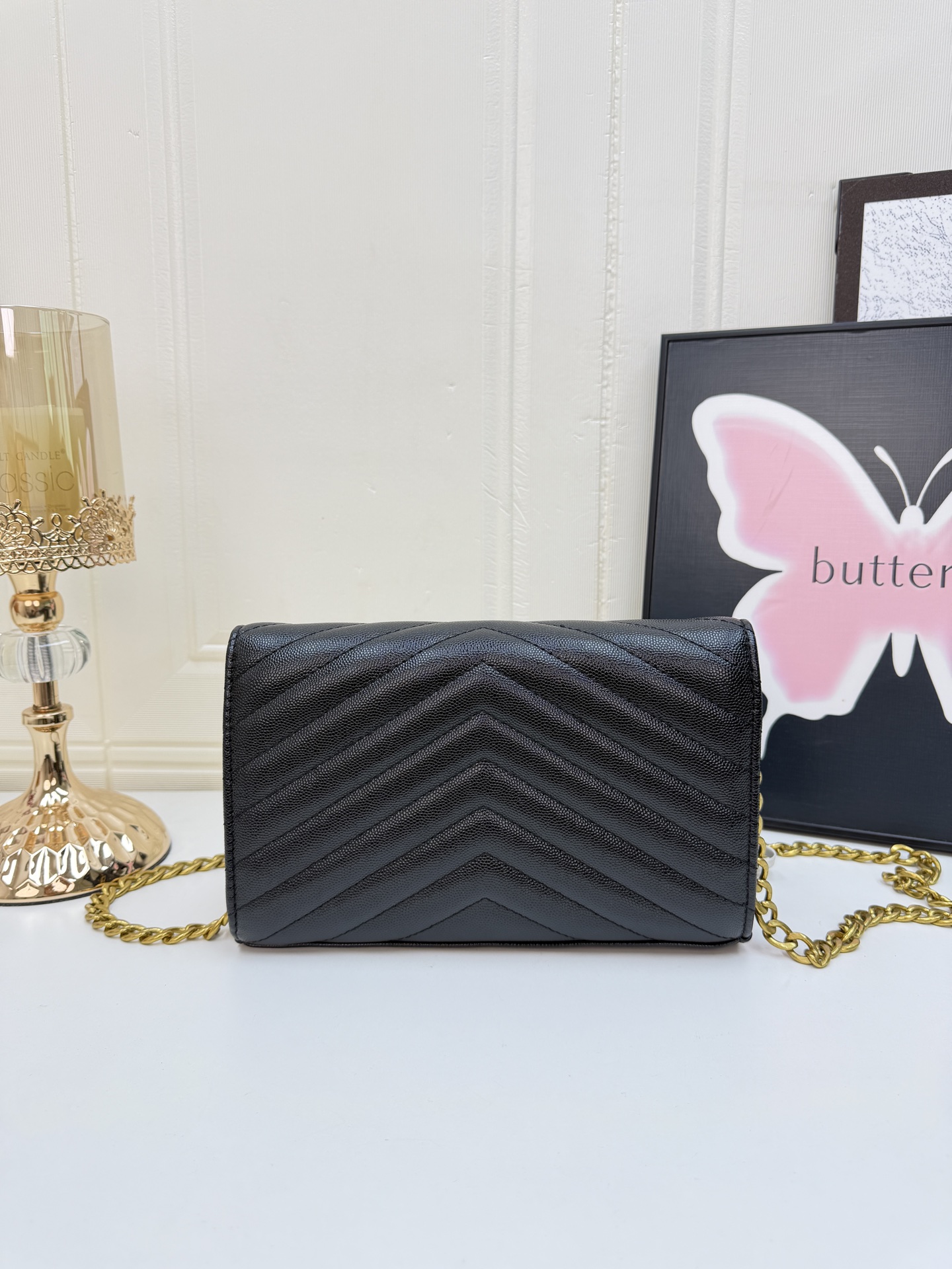 Saint Laurent Cassandre Enveloppe Chain Wallet